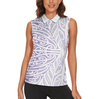 Purple New Zealand Puhoro Maori Tattoo Women Sleeveless Polo Shirt