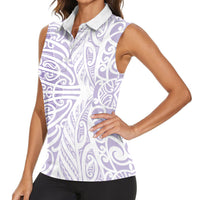 Purple New Zealand Puhoro Maori Tattoo Women Sleeveless Polo Shirt