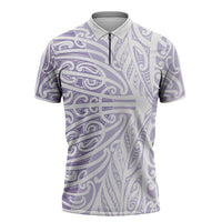 Purple New Zealand Puhoro Maori Tattoo Zipper Polo Shirt