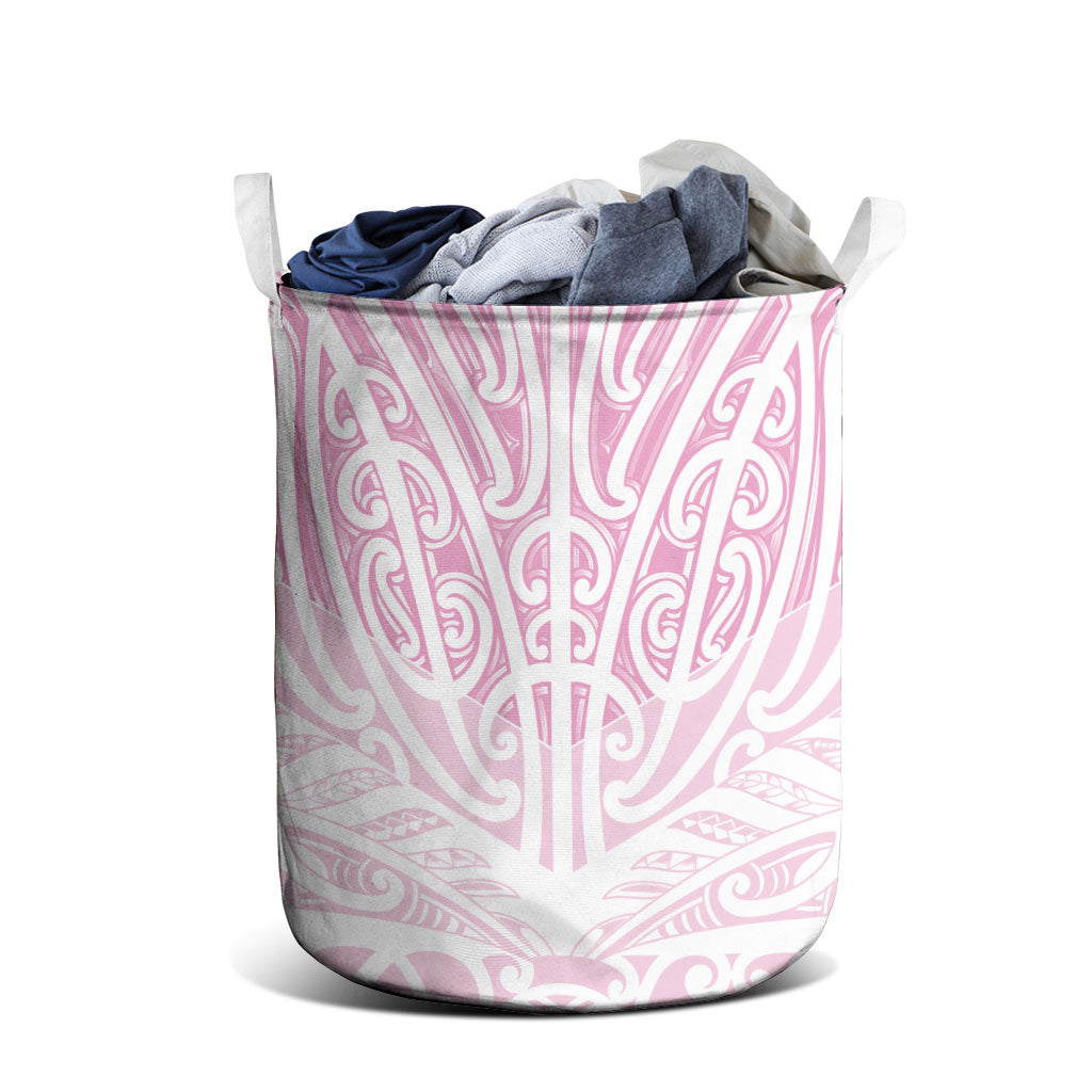 Pink New Zealand Puhoro Maori Tattoo Laundry Basket