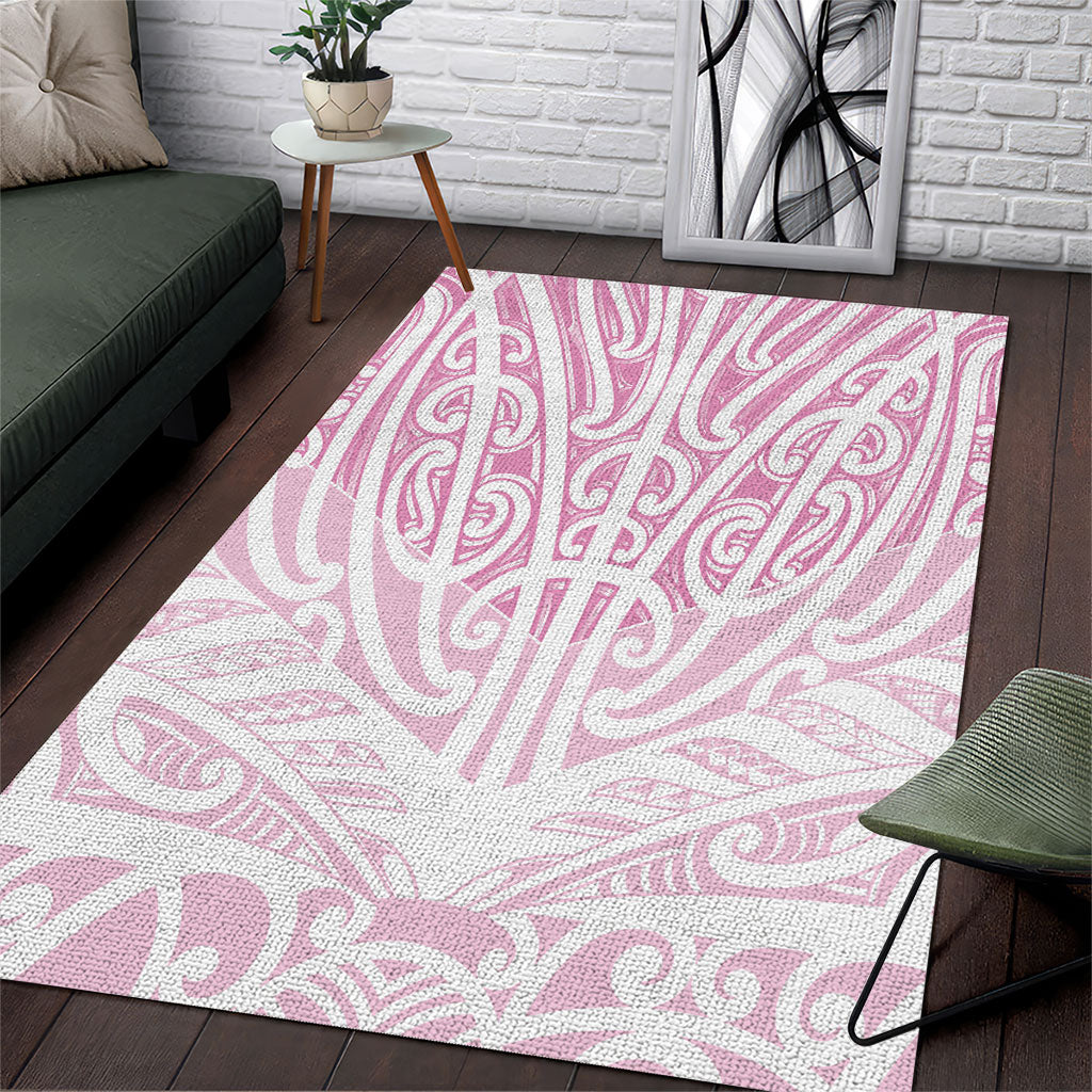 Pink New Zealand Puhoro Maori Tattoo Area Rug