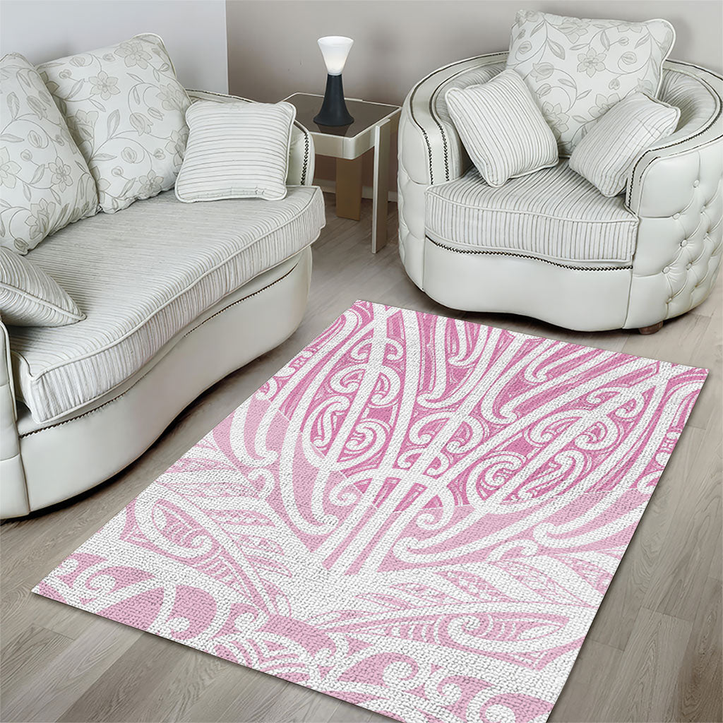 Pink New Zealand Puhoro Maori Tattoo Area Rug