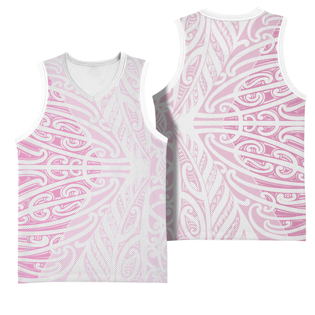 Pink New Zealand Puhoro Maori Tattoo Basketball Jersey