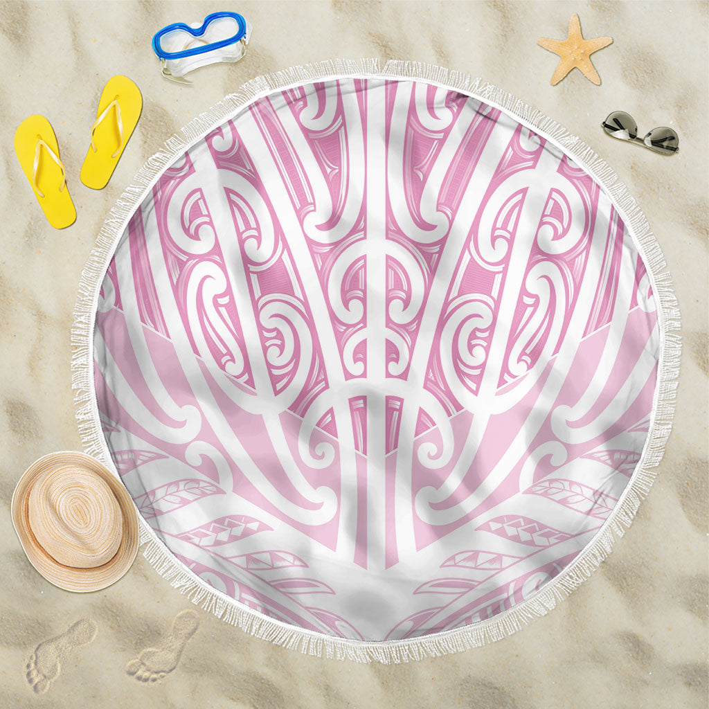 Pink New Zealand Puhoro Maori Tattoo Beach Blanket