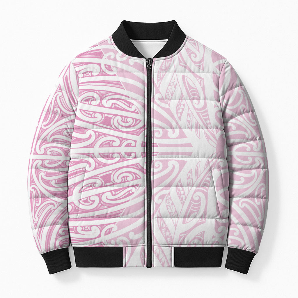 Pink New Zealand Puhoro Maori Tattoo Bomber Puffer Jacket LT14 Unisex Pink - Polynesian Pride