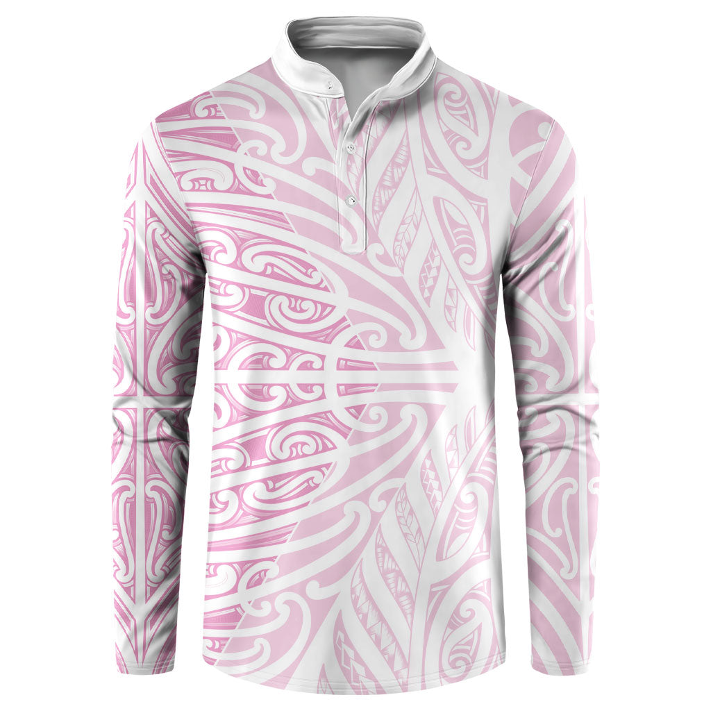 Pink New Zealand Puhoro Maori Tattoo Button Sweatshirt