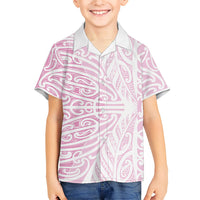 Pink New Zealand Puhoro Maori Tattoo Family Matching Tank Maxi Dress and Hawaiian Shirt