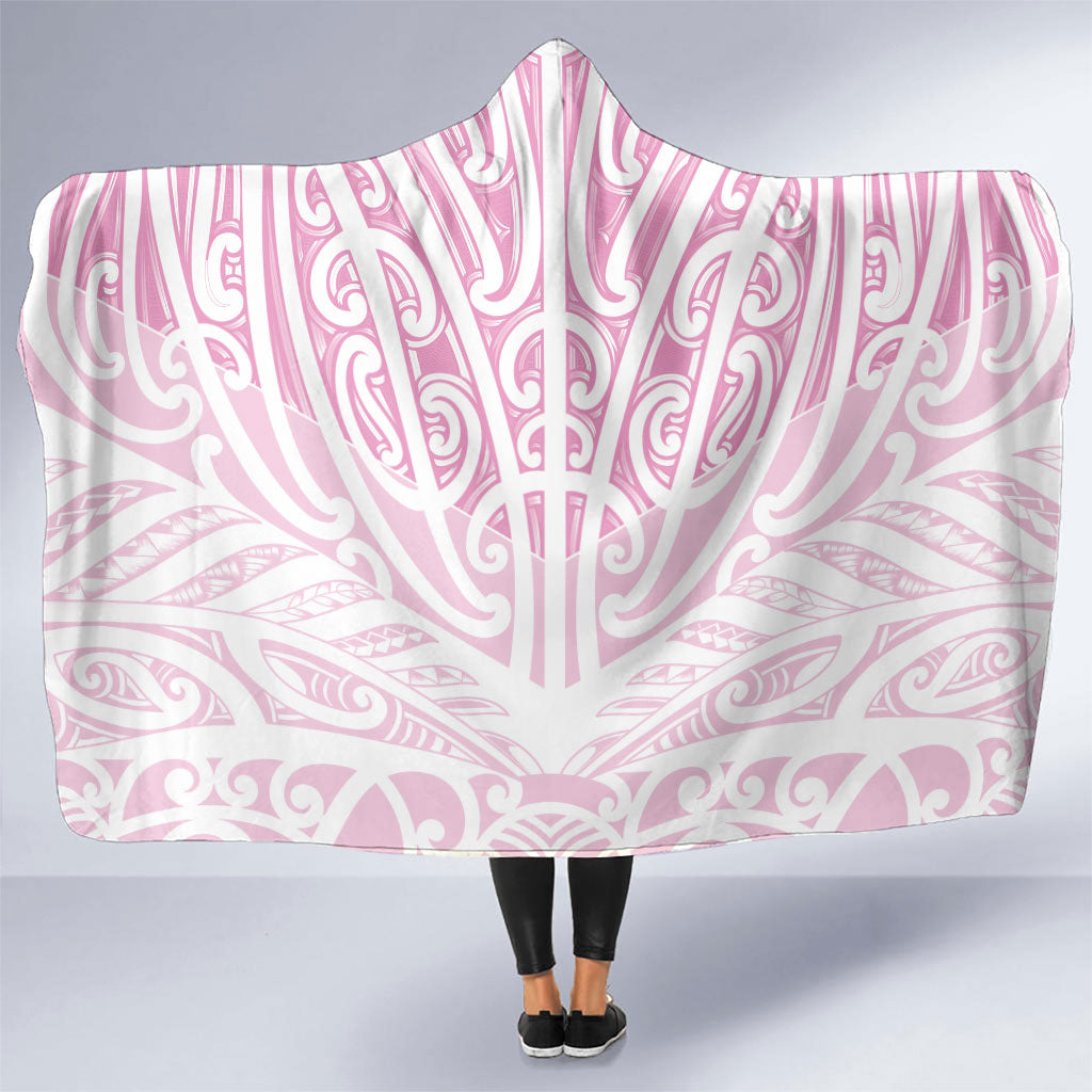 Pink New Zealand Puhoro Maori Tattoo Hooded Blanket