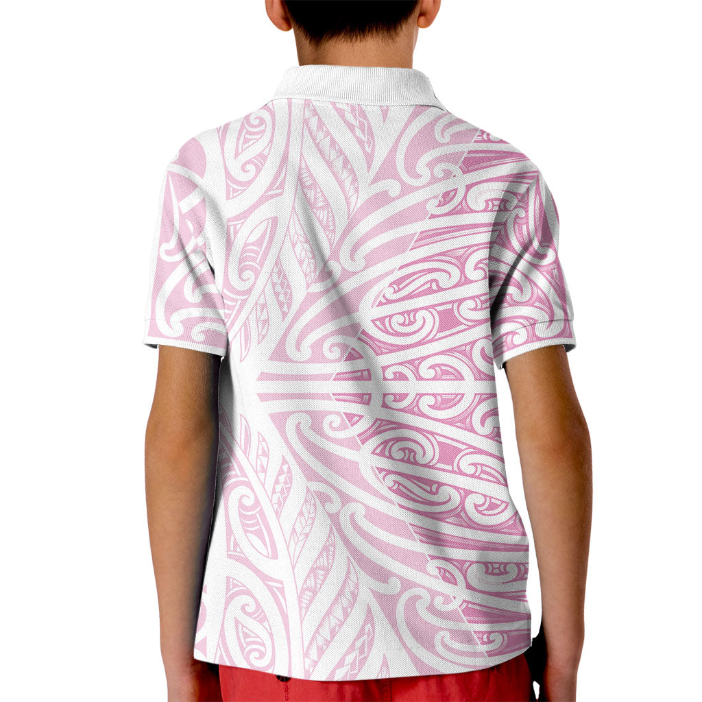 Pink New Zealand Puhoro Maori Tattoo Kid Polo Shirt