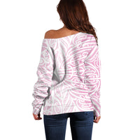 Pink New Zealand Puhoro Maori Tattoo Off Shoulder Sweater