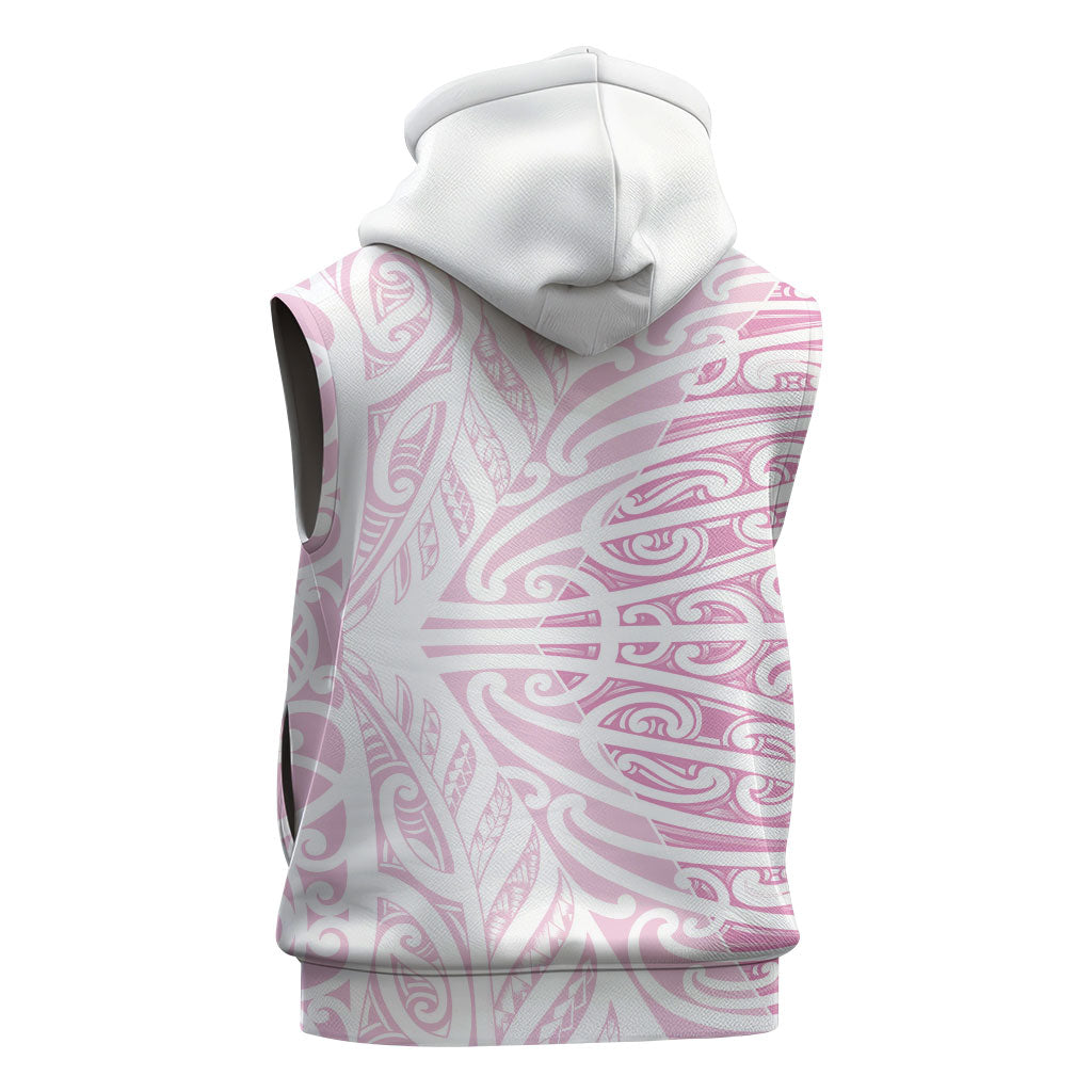 Pink New Zealand Puhoro Maori Tattoo Sleeveless Hoodie