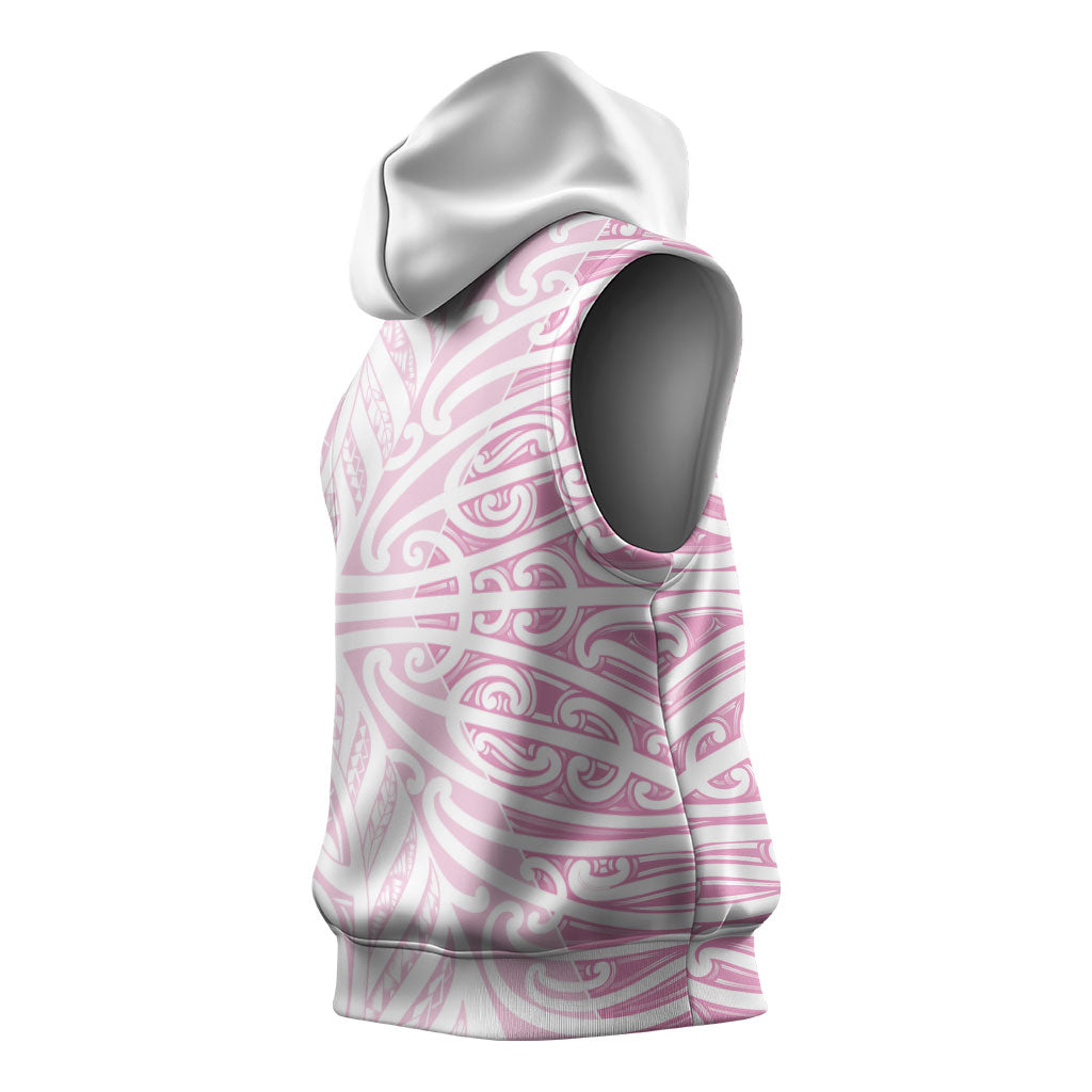 Pink New Zealand Puhoro Maori Tattoo Sleeveless Hoodie