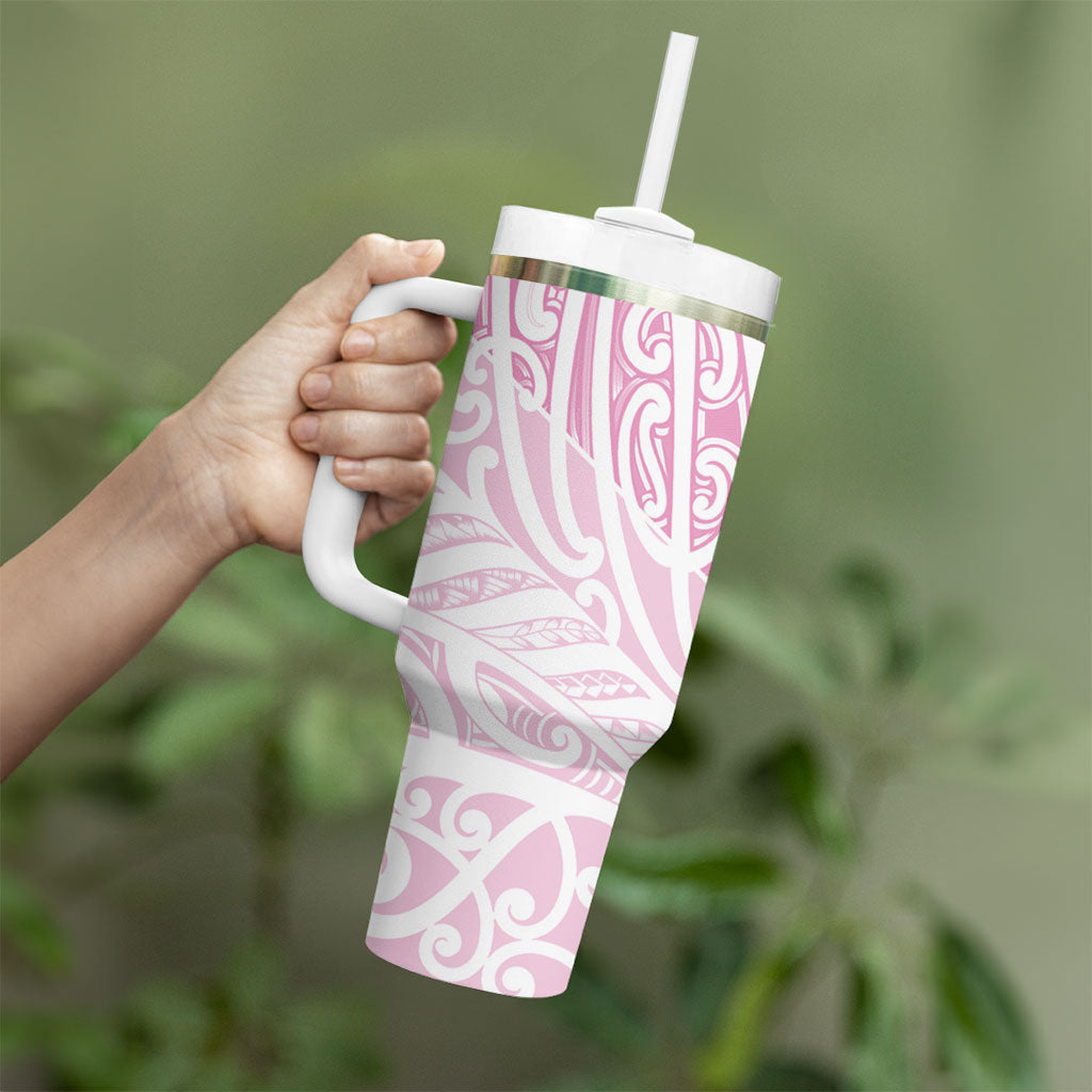Pink New Zealand Puhoro Maori Tattoo Tumbler With Handle
