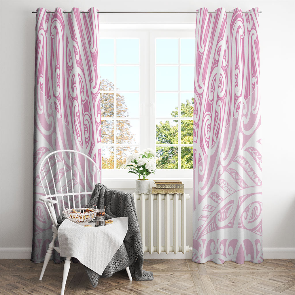 Pink New Zealand Puhoro Maori Tattoo Window Curtain