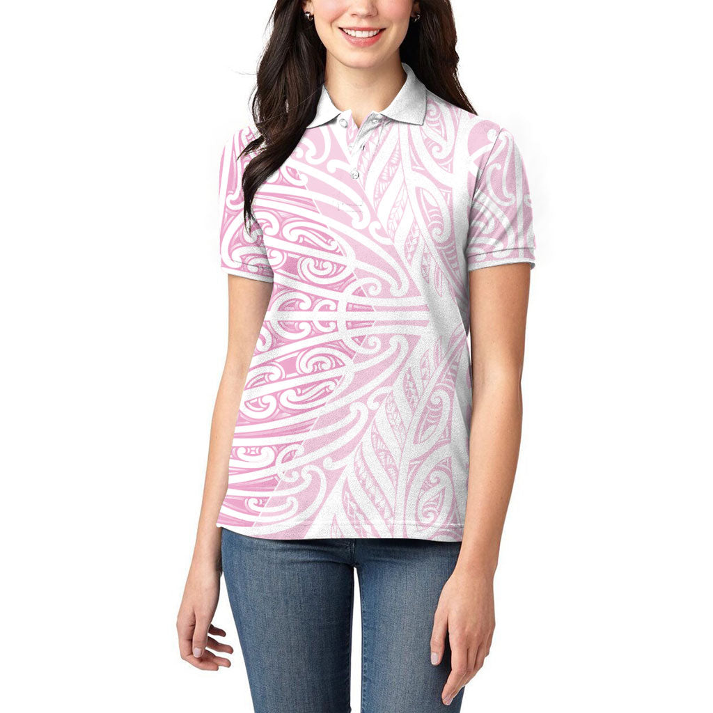 Pink New Zealand Puhoro Maori Tattoo Women Polo Shirt