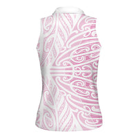 Pink New Zealand Puhoro Maori Tattoo Women Sleeveless Polo Shirt