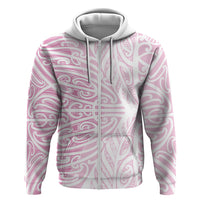 Pink New Zealand Puhoro Maori Tattoo Zip Hoodie