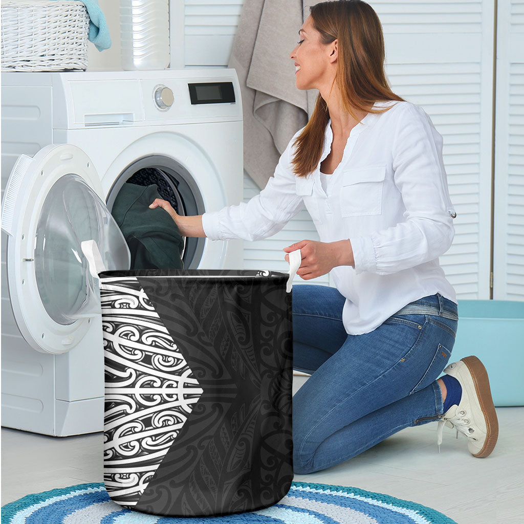 Black New Zealand Puhoro Maori Tattoo Laundry Basket