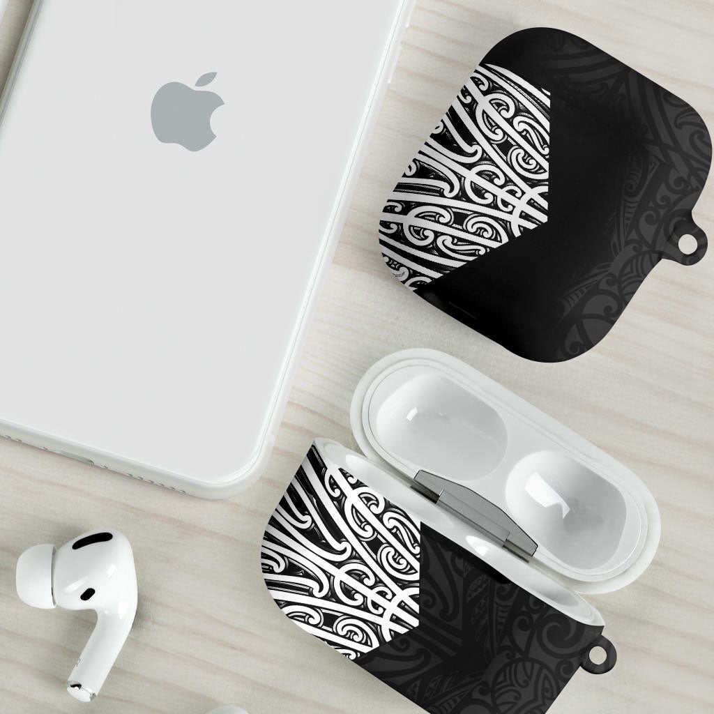 Black New Zealand Puhoro Maori Tattoo AirPods Case