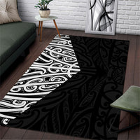 Black New Zealand Puhoro Maori Tattoo Area Rug
