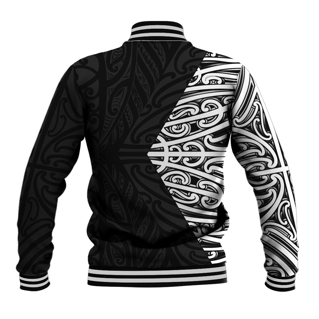 Black New Zealand Puhoro Maori Tattoo Baseball Jacket
