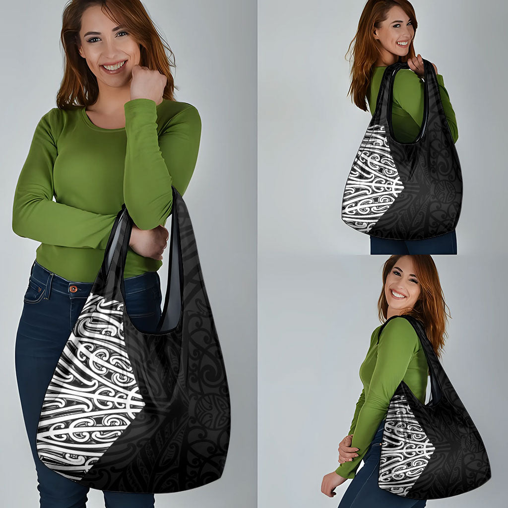 Black New Zealand Puhoro Maori Tattoo Grocery Bag