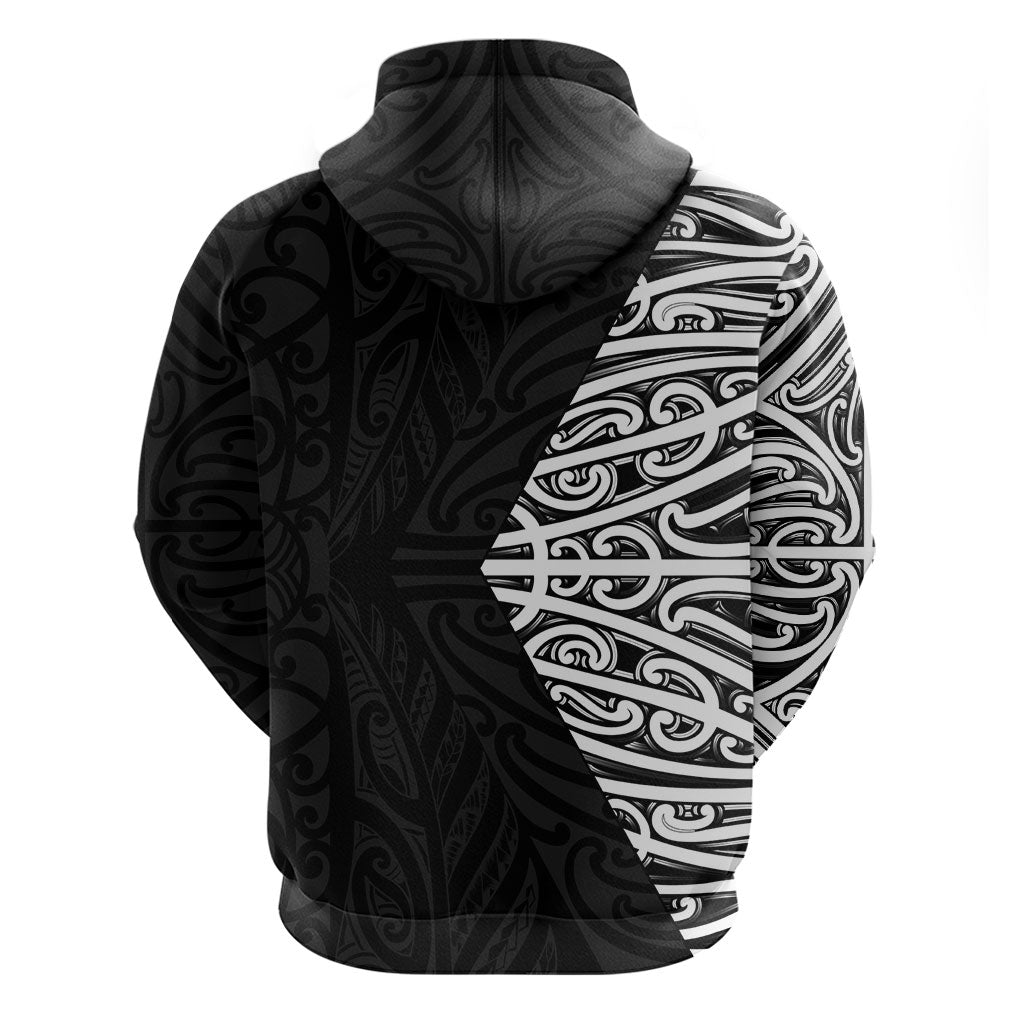 Black New Zealand Puhoro Maori Tattoo Hoodie