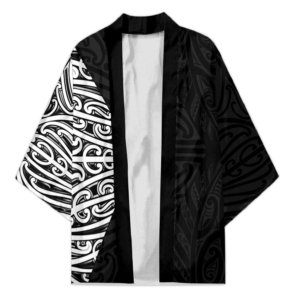Black New Zealand Puhoro Maori Tattoo Kimono