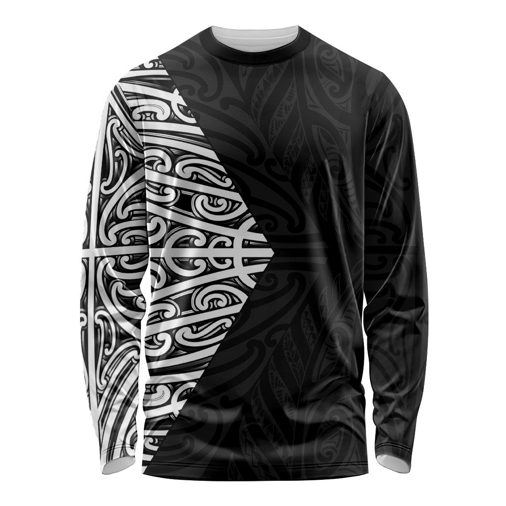 Black New Zealand Puhoro Maori Tattoo Long Sleeve Shirt