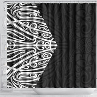 Black New Zealand Puhoro Maori Tattoo Shower Curtain
