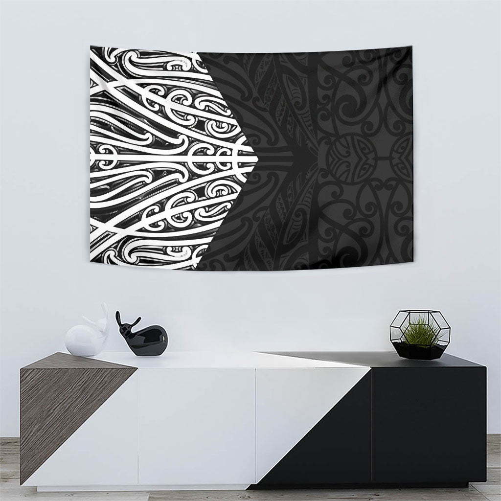 Black New Zealand Puhoro Maori Tattoo Tapestry
