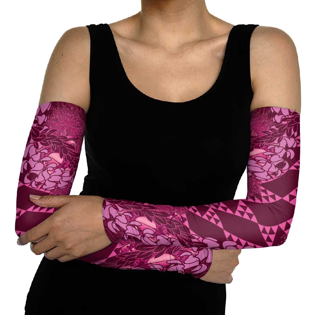 Pink Aloha Hawaii Arm Sleeves Hawaiian Kakau Ohia Lehua Lei - Polynesian Pride