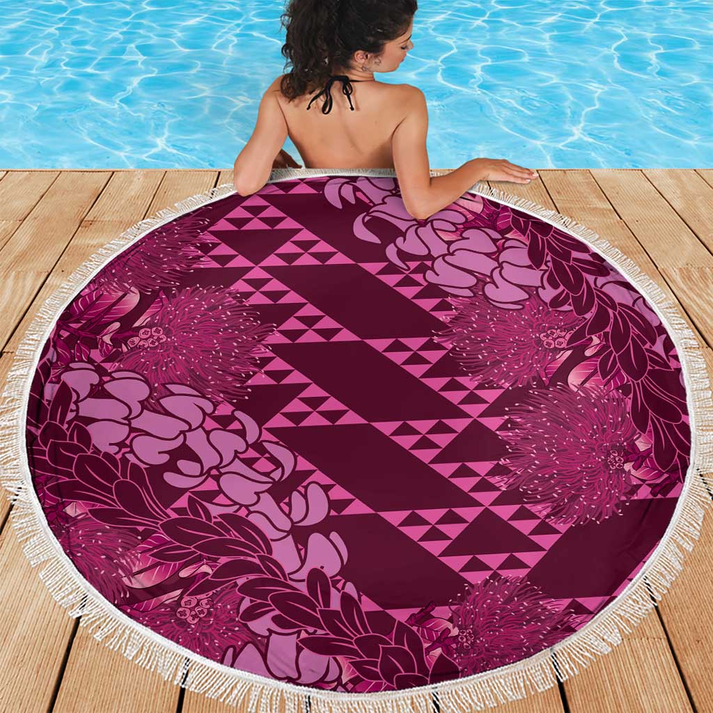 Pink Aloha Hawaii Beach Blanket Hawaiian Kakau Ohia Lehua Lei - Polynesian Pride