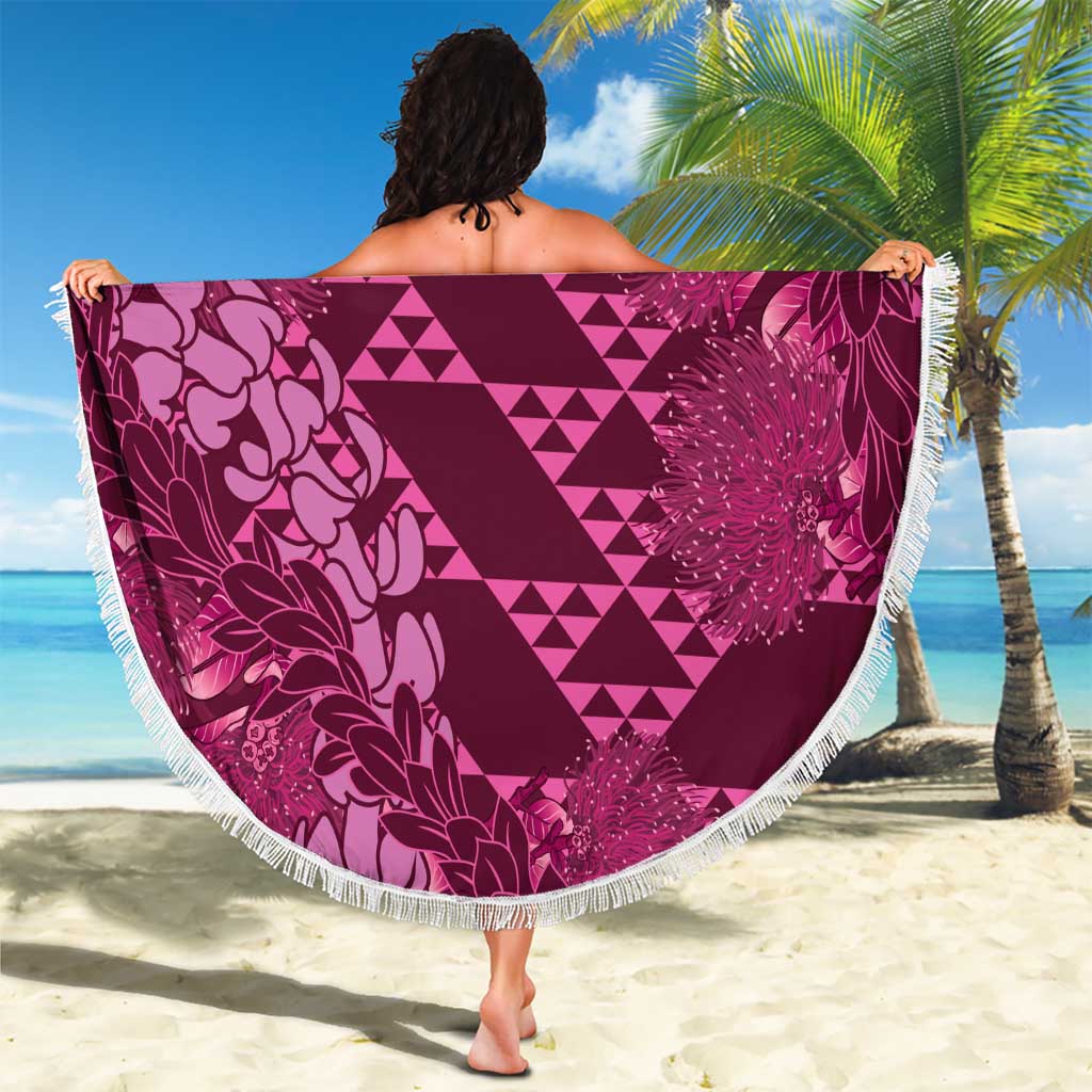 Pink Aloha Hawaii Beach Blanket Hawaiian Kakau Ohia Lehua Lei - Polynesian Pride