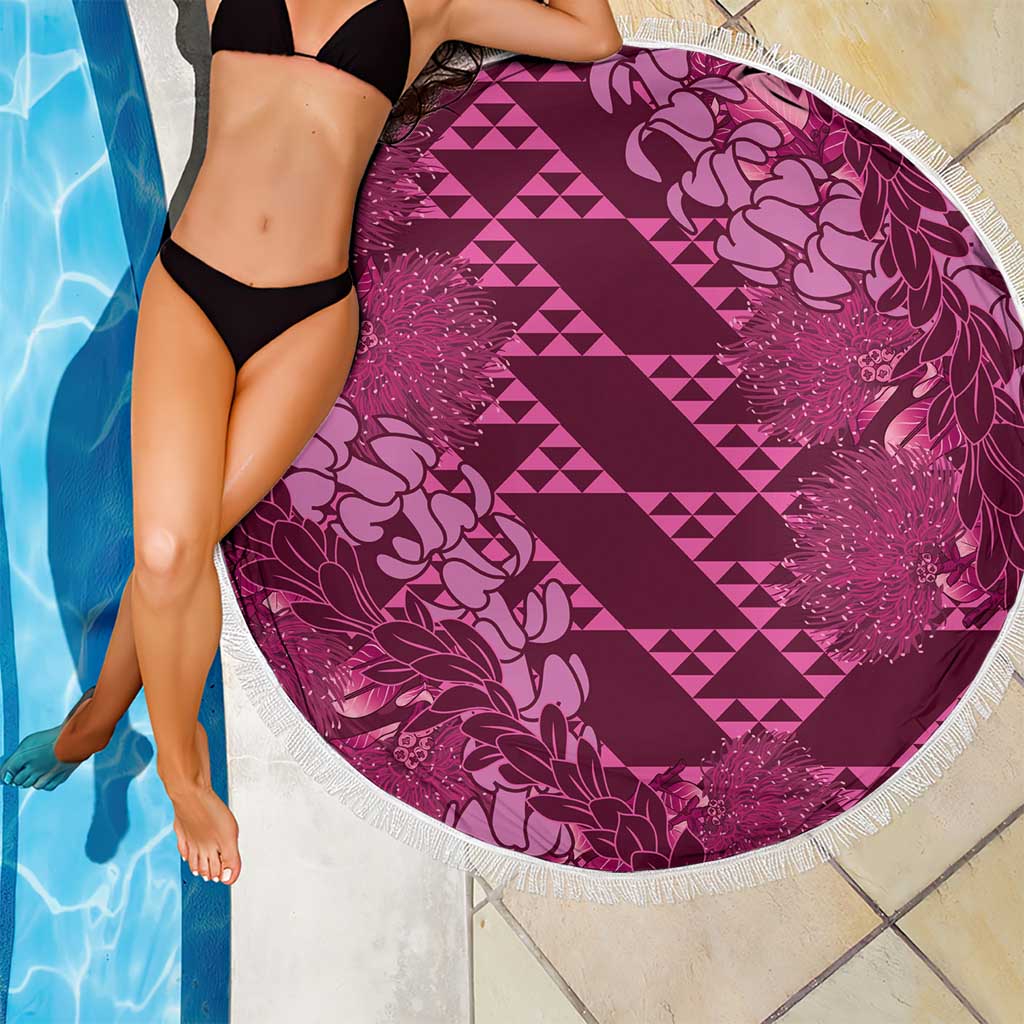 Pink Aloha Hawaii Beach Blanket Hawaiian Kakau Ohia Lehua Lei - Polynesian Pride