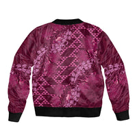 Pink Aloha Hawaii Bomber Jacket Hawaiian Kakau Ohia Lehua Lei - Polynesian Pride