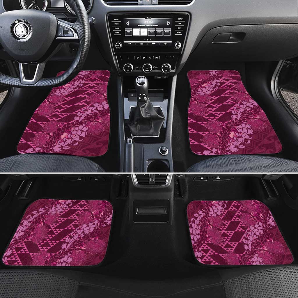 Pink Aloha Hawaii Car Mats Hawaiian Kakau Ohia Lehua Lei - Polynesian Pride