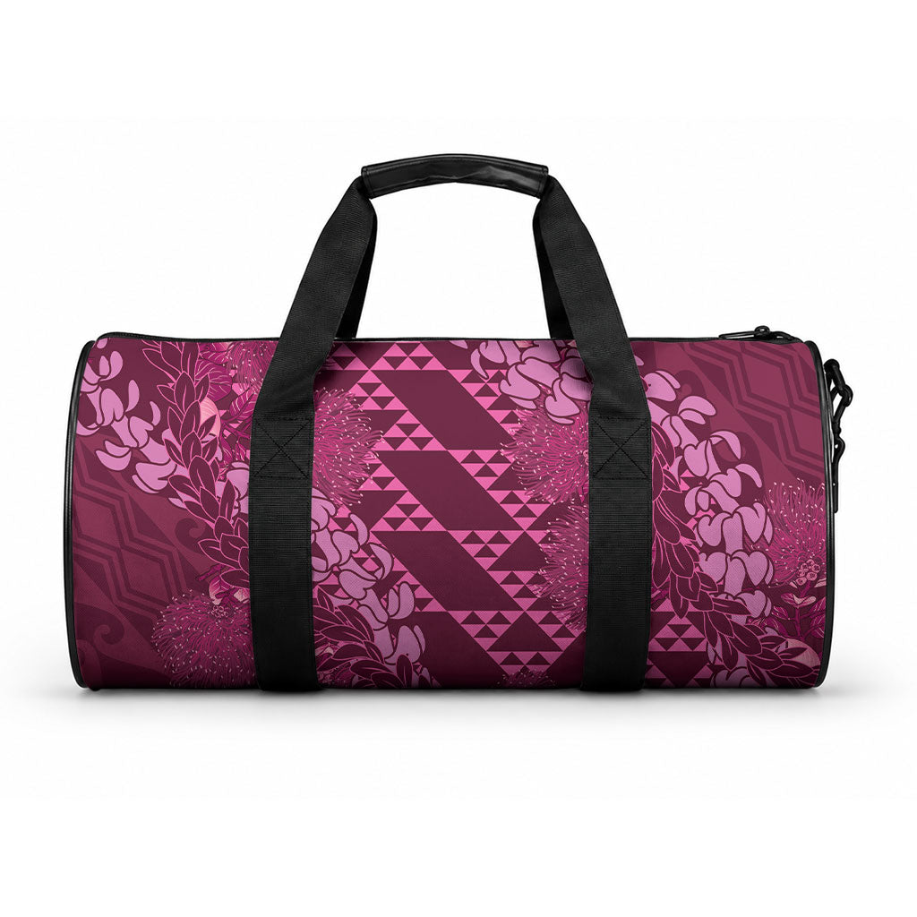 Pink Aloha Hawaii Duffle Bag Hawaiian Kakau Ohia Lehua Lei