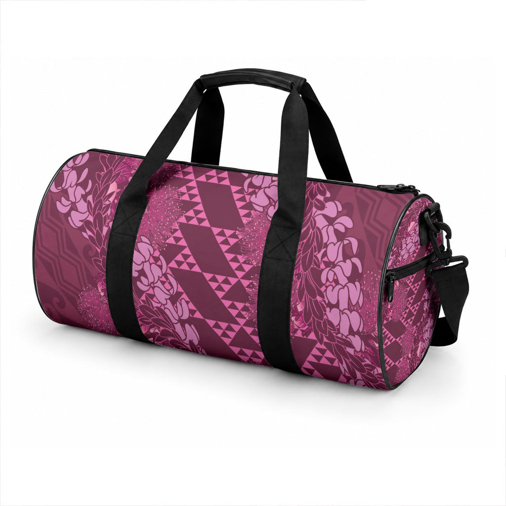 Pink Aloha Hawaii Duffle Bag Hawaiian Kakau Ohia Lehua Lei