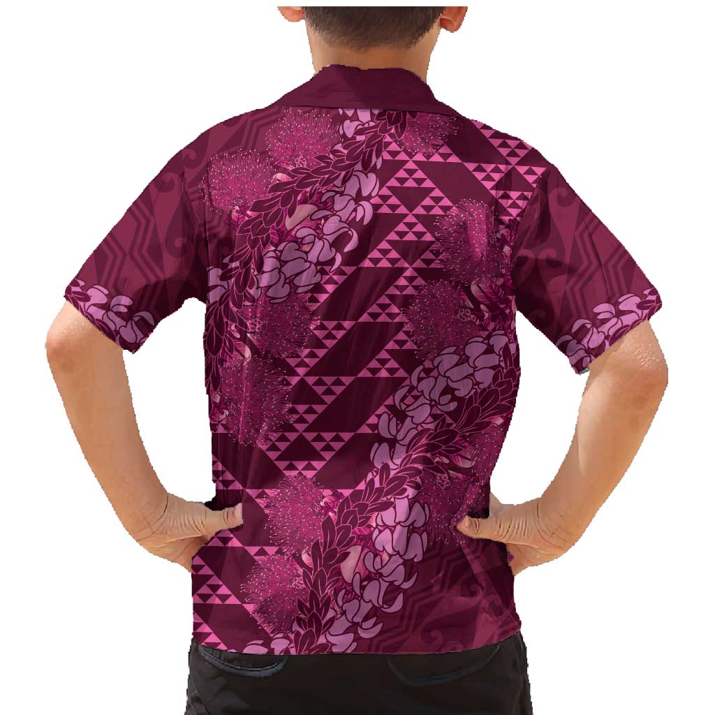 Pink Aloha Hawaii Family Matching Mermaid Dress and Hawaiian Shirt Hawaiian Kakau Ohia Lehua Lei LT14 - Polynesian Pride