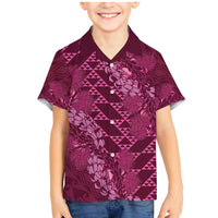 Pink Aloha Hawaii Family Matching Mermaid Dress and Hawaiian Shirt Hawaiian Kakau Ohia Lehua Lei LT14 Son's Shirt Pink - Polynesian Pride