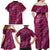 Pink Aloha Hawaii Family Matching Off Shoulder Maxi Dress and Hawaiian Shirt Hawaiian Kakau Ohia Lehua Lei - Polynesian Pride