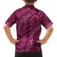 Pink Aloha Hawaii Family Matching Short Sleeve Bodycon Dress and Hawaiian Shirt Hawaiian Kakau Ohia Lehua Lei LT14 - Polynesian Pride