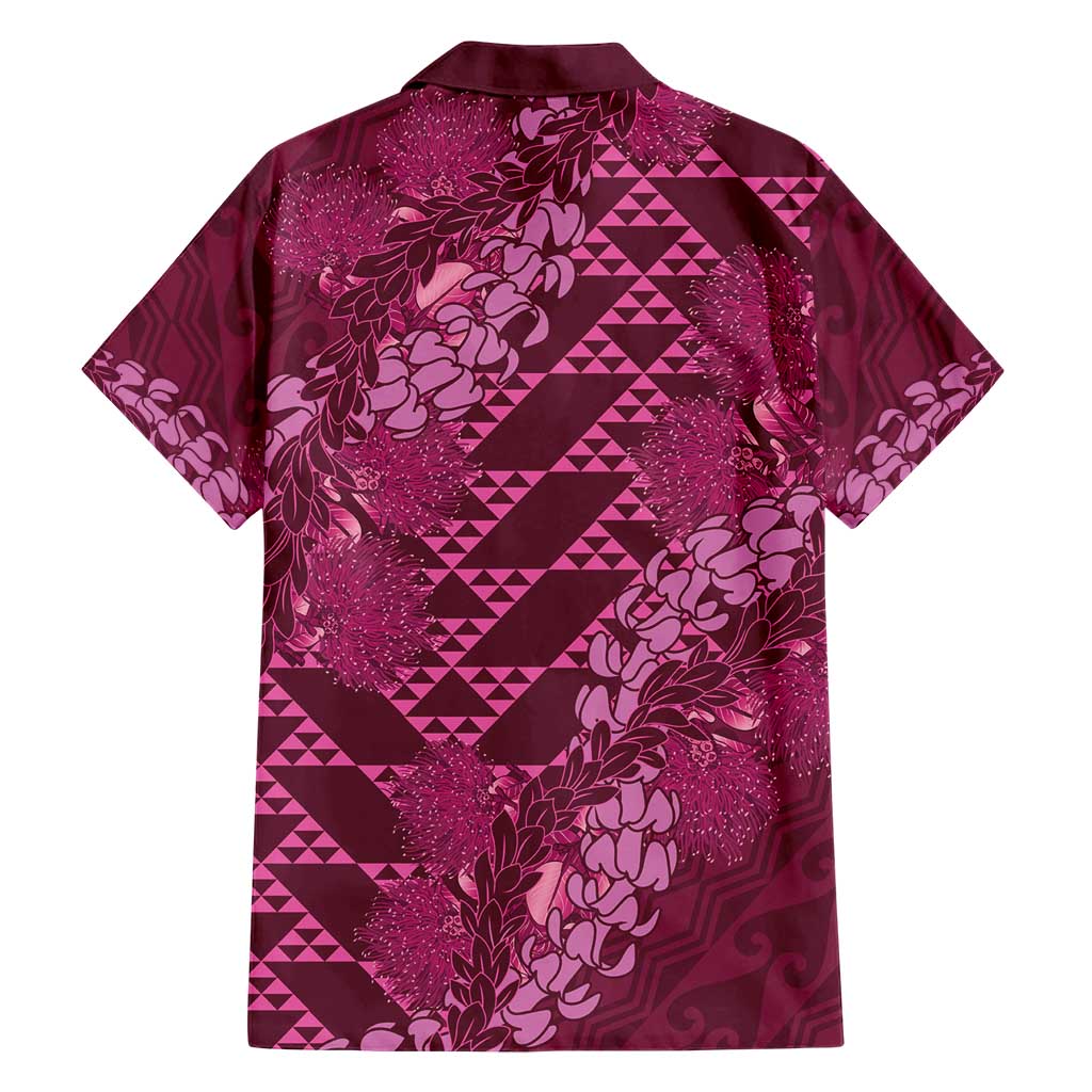 Pink Aloha Hawaii Family Matching Short Sleeve Bodycon Dress and Hawaiian Shirt Hawaiian Kakau Ohia Lehua Lei LT14 - Polynesian Pride