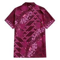 Pink Aloha Hawaii Family Matching Short Sleeve Bodycon Dress and Hawaiian Shirt Hawaiian Kakau Ohia Lehua Lei LT14 - Polynesian Pride
