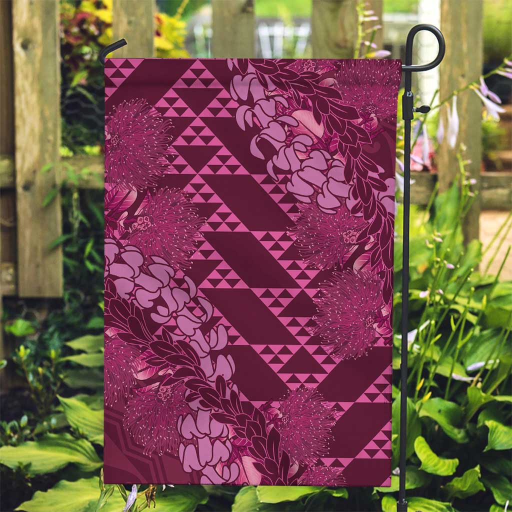 Pink Aloha Hawaii Garden Flag Hawaiian Kakau Ohia Lehua Lei - Polynesian Pride