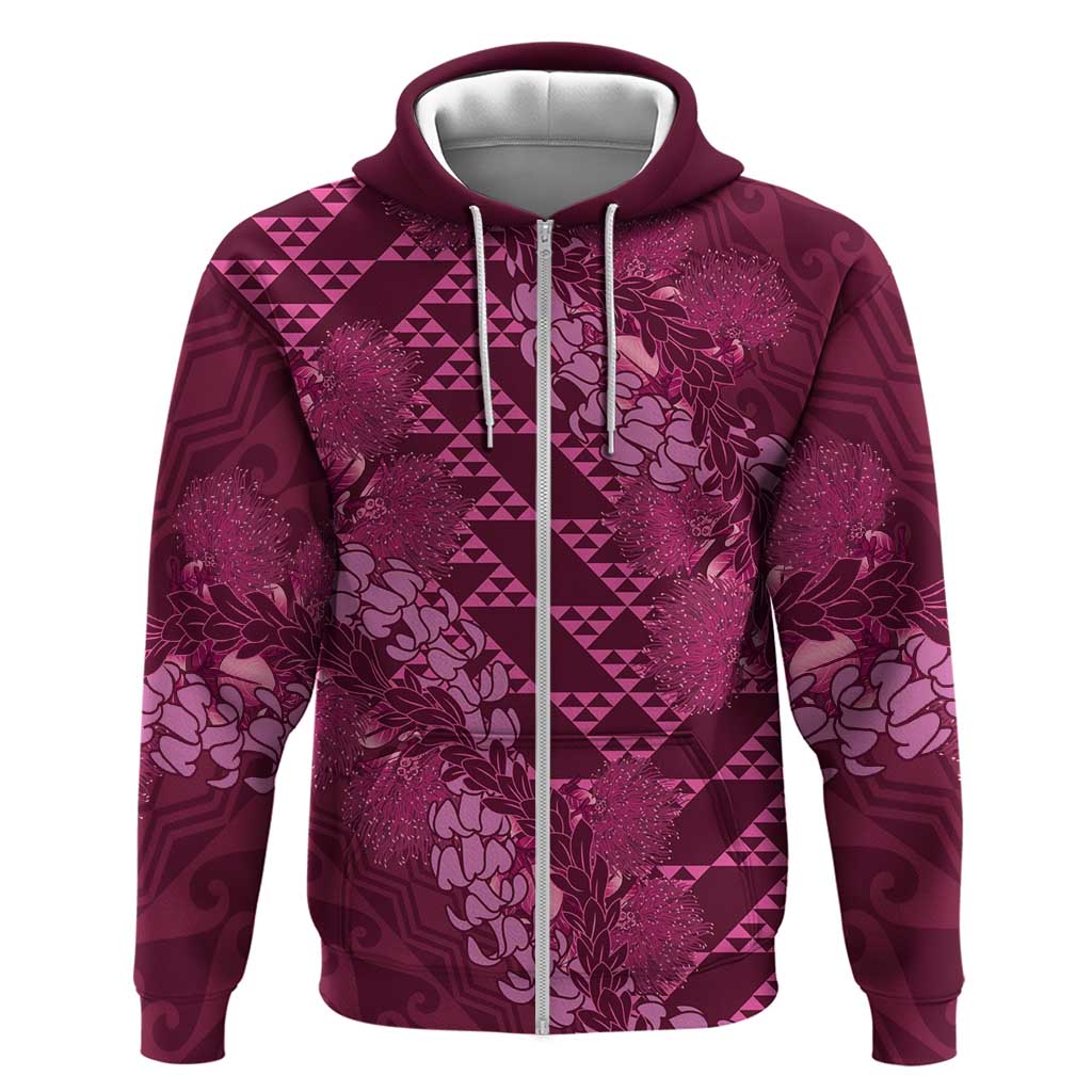 Pink Aloha Hawaii Hoodie Hawaiian Kakau Ohia Lehua Lei - Polynesian Pride