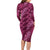 Pink Aloha Hawaii Long Sleeve Bodycon Dress Hawaiian Kakau Ohia Lehua Lei - Polynesian Pride