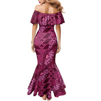 Pink Aloha Hawaii Mermaid Dress Hawaiian Kakau Ohia Lehua Lei - Polynesian Pride