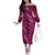 Pink Aloha Hawaii Off The Shoulder Long Sleeve Dress Hawaiian Kakau Ohia Lehua Lei - Polynesian Pride